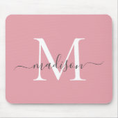 Girly Blush Pink Grey Monogram Elegant Chic Script Muismat (Voorkant)