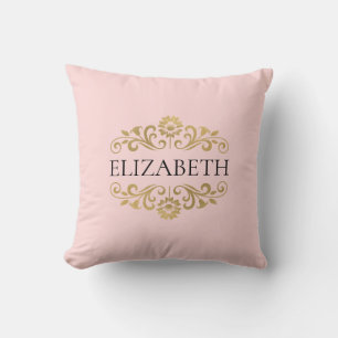 Girly Blush Pink Monogram Name Sierkussen