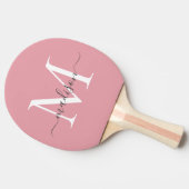 Girly Blush Pink Monogram Vrouwelijk Grijs Script Tafeltennisbatje (Zijkant)
