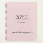 Girly Blush Pink Monogramme Nom Script 2023 Planif (Devant)
