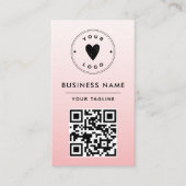 Girly Blush Pink Ombre Logo & QR Code Feminine Visitekaartje (Voorkant)