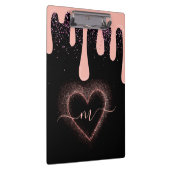 Girly Blush Pink Paint Druppel Glitter Monogrammed Klembord (Rechts)