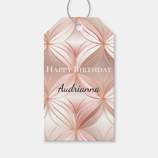 Girly Blush Pink Rose Gold Abstract Cadeaulabel (Voorkant)
