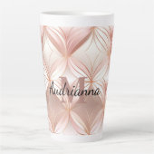 Girly Blush Pink Rose Gold Abstract Monogram Latte Mok (Voorkant)