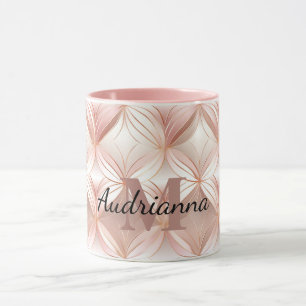 Girly Blush Pink Rose Gold Abstract Monogram Mok