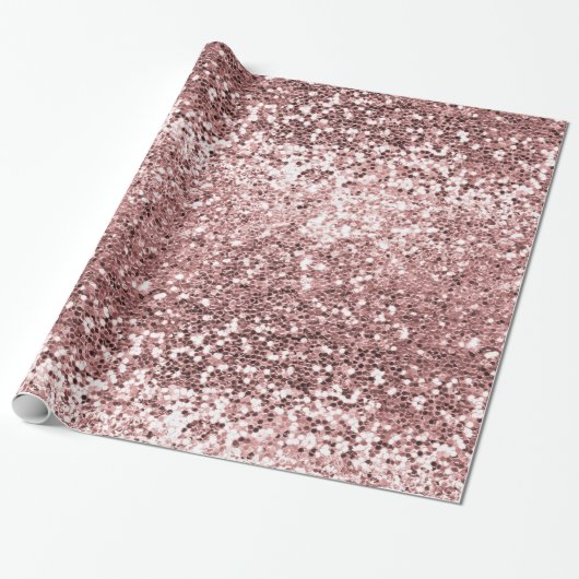 Girly Blush Pink Rose Gold Glitter Sparkle Luxe Cadeaupapier (Uitgerold)