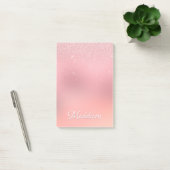 Girly Blush Pink Silver Glitter Persoonlijke naam Post-it® Notes (Kantoor)