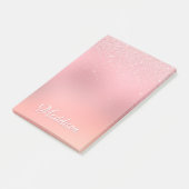 Girly Blush Pink Silver Glitter Persoonlijke naam Post-it® Notes (Schuin)