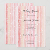Girly Blush Pink Stripes White Dots Baby Shower Kaart (Voorkant / Achterkant)