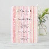 Girly Blush Pink Stripes White Dots Baby Shower Kaart (Staand voorkant)