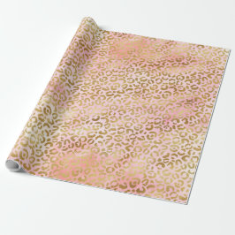 Girly Blush Pink Tie Dye Gold Leopard Print Cadeaupapier