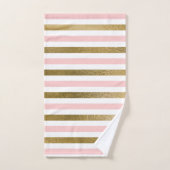 Girly Blush Pink, White en Gold Foil Patroon Bad Handdoek (Handdoek)