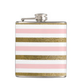 Girly Blush Pink, White en Gold Foil Patroon Heupfles (Voorkant)
