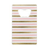 Girly Blush Pink, White en Gold Foil Patroon Kredietkaart Flessenopener (Achterkant)
