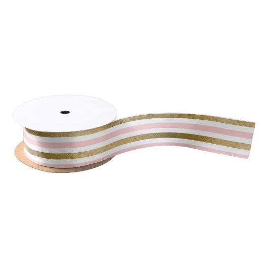 Girly Blush Pink, White en Gold Foil Patroon Lint (Spoel)