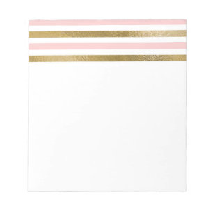Girly Blush Pink, White en Gold Foil Patroon Notitieblok