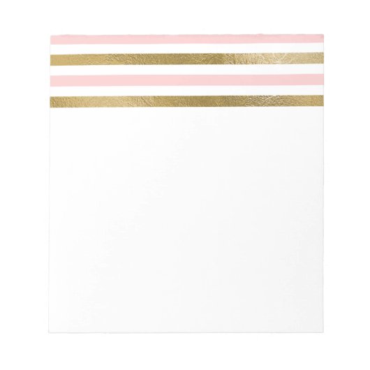 Girly Blush Pink, White en Gold Foil Patroon Notitieblok (Voorkant)