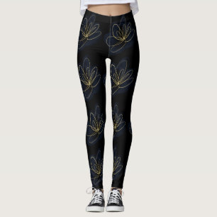Girly Blush Roos Gold Black Ombre Glitter Sparkle Leggings