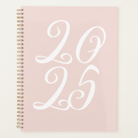 Girly blush roze aangepast script jaar typografie planner (Voorkant)