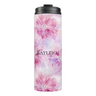 Girly Blush Roze Chic Lavendel Bloemen Thermosbeker