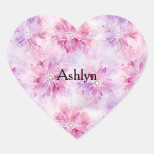 Girly Blush Roze Chic Lavendel Bloemen Verjaardag Hart Sticker