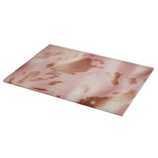 Girly Blush Roze Crème Bruin Koeienhuid Snijplank (Hoek)