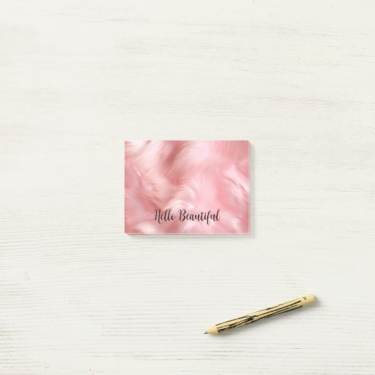 Girly Blush Roze Faux Bont Wrapping Papier Post-it® Notes (Op bureau)
