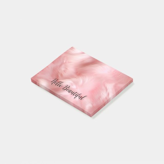 Girly Blush Roze Faux Bont Wrapping Papier Post-it® Notes (Schuin)