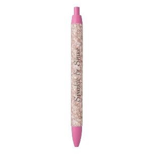 Girly Blush Roze Glitters Zwarte Inkt Pen