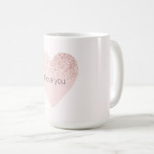 Girly Blush Roze Glitzy Glitter Hart Waterverf Koffiemok (Voorkant rechts)