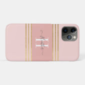 Girly Blush Roze Goud Monogram Streep Case-Mate iPhone Case (Achterkant (horizontaal))