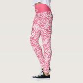 Girly Blush Roze Grappige Dierenprint Harten Naam Leggings (Links)