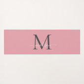 Girly Blush Roze Grijs Monogram Elegant Script Yogamat (Achterkant (horizontaal))