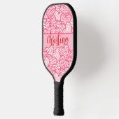 Girly Blush Roze Leuke Dier Print Harten Naam Pickleball Paddle (Links)