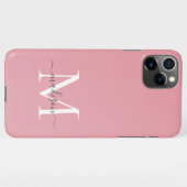 Girly Blush Roze Monogram Elegant Grijs Chic Scrip iPhone Hoesje (Achterkant horizontaal)