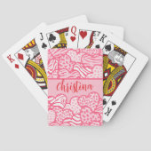 Girly Blush Roze Mooie Dierenprint Harten Naam Pokerkaarten (Achterkant)