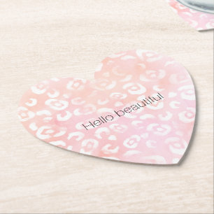 Girly Blush Roze Perzik Goud Luipaard Dier Kartonnen Onderzetters