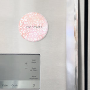 Girly Blush Roze Perzik Goud Luipaard Dier Magneet