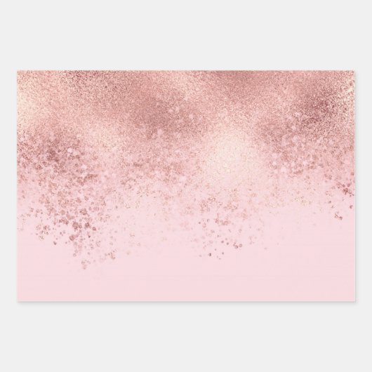 Girly Blush roze Rose Gold Sprayed Confetti Ombre Inpakpapier Vel (Voorkant 3)