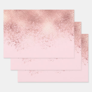 Girly Blush roze Rose Gold Sprayed Confetti Ombre Inpakpapier Vel