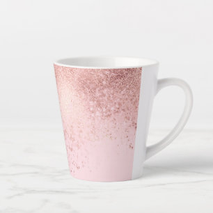 Girly Blush roze Rose Gold Sprayed Confetti Ombre Latte Mok