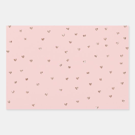 Girly Blush Roze Sparkle Glitter Harten Inpakpapier Vel (Voorkant 3)