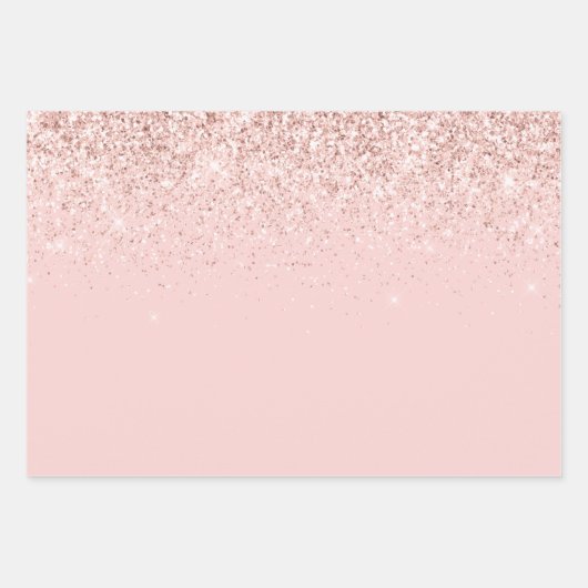 Girly Blush Roze Sparkle Glitter Harten Inpakpapier Vel (Voorkant 2)