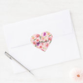 Girly Blush Roze Waterverf Flowers Hart Sticker (Envelop)