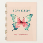 Girly Blush Roze Waterverf Vlinder Afspraak Planner (Voorkant)