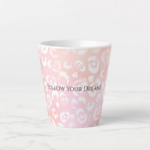 Girly Blush Roze Witte Luipaard Dier  Latte Mok