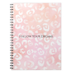 Girly Blush Roze Witte Luipaard Dier Notitieboek