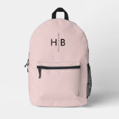 Girly Blush Roze & Zwart Initiaal Monogram Bedrukte Rugzak (Voorkant)