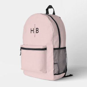 Girly Blush Roze & Zwart Initiaal Monogram Bedrukte Rugzak