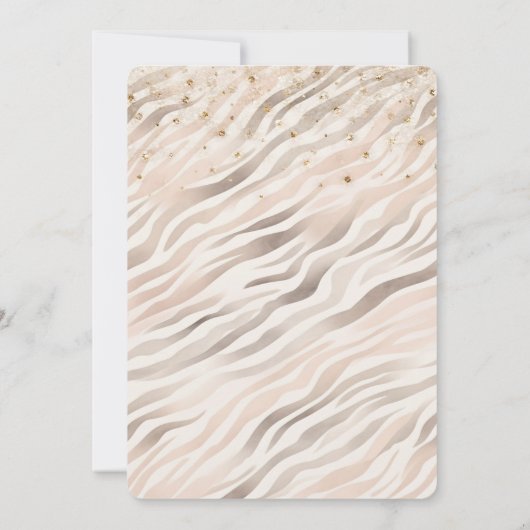 Girly Blush Zebra Gold Confetti Sparkle Birthday Kaart (Achterkant)